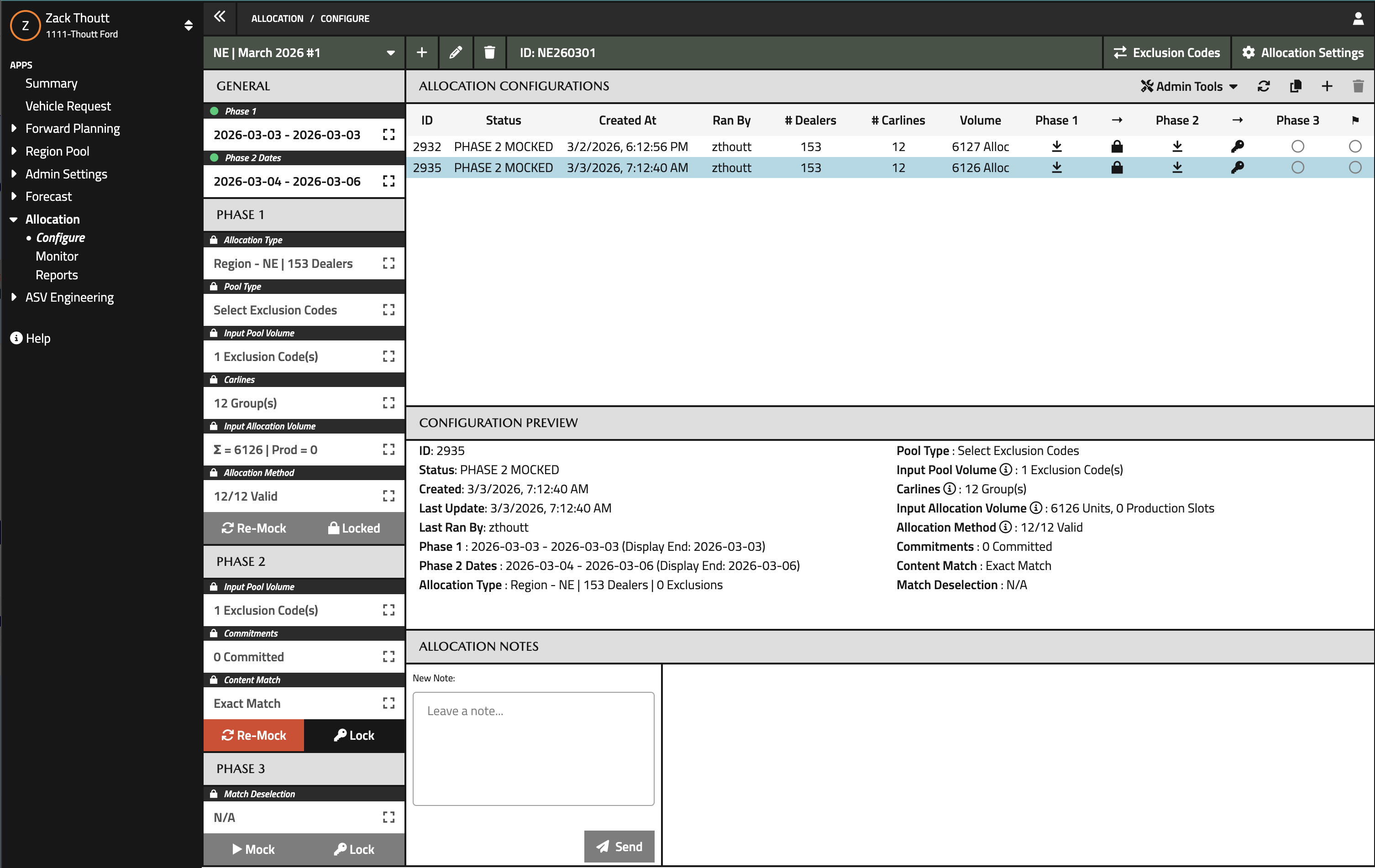Allocation software for manufacturers showing our multi-phase allocation system.